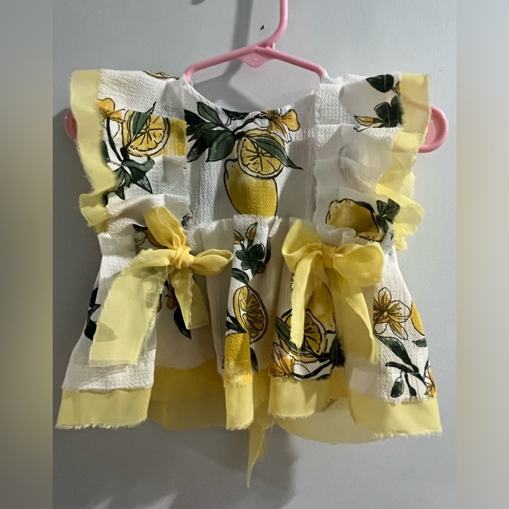 Yellow Lemon Print Bow Front Baby/Toddler Top